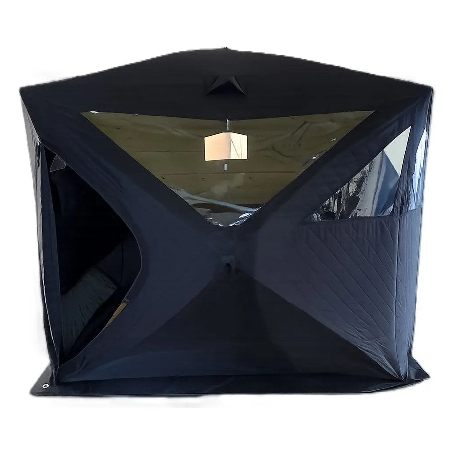 Bastutält Inord Q17 Cube XXL Black Edition med dörren öppen