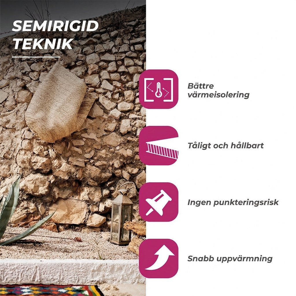 Semirigid teknik: bättre värmeisolering, tåligt och hållbart, ingen punkteringsrisk och snabb uppvärmning