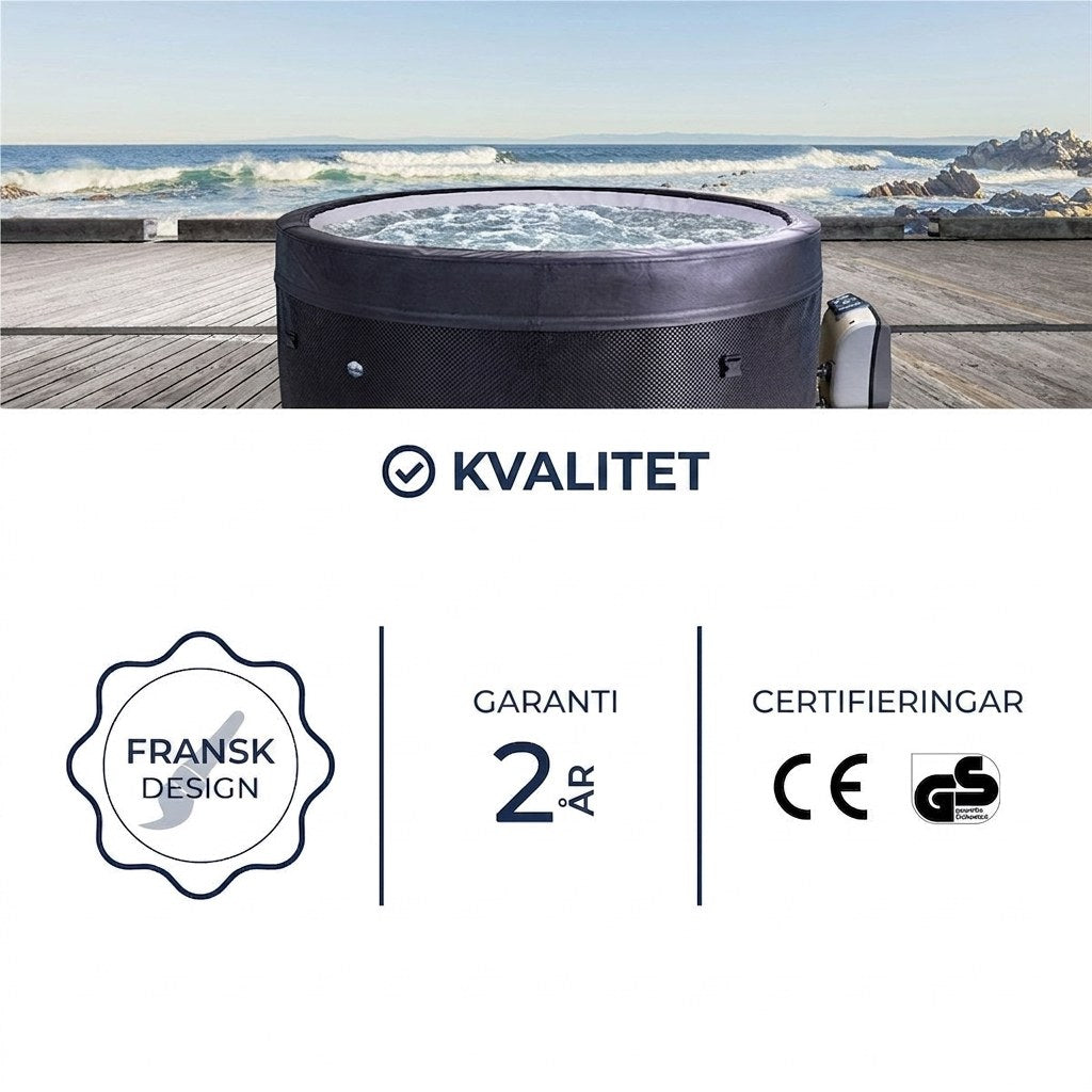 NetSpa Vita med fransk design, 2 års garanti samt CE- och GS-märkning